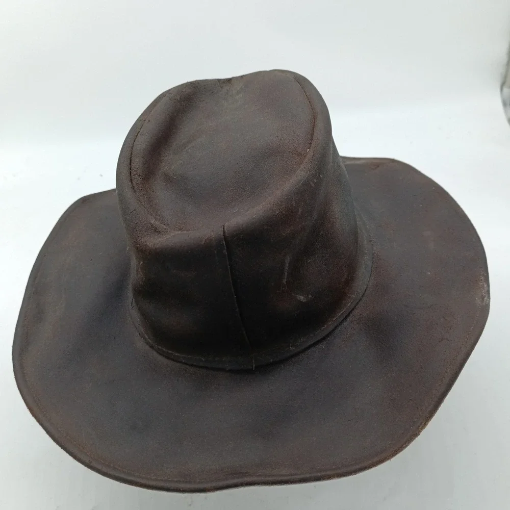 Minnetonka Mens Large Brown Genuine Leather Outback Western Cowboy Hat USA Made